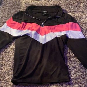 long sleeve cropped shirt with zipper